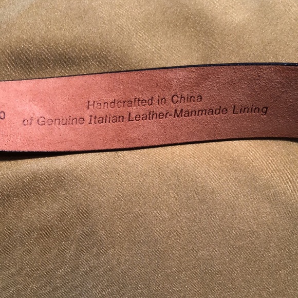 Tasso Elba Leather belt light brown/ decorative finish stitching/ metal buckle - Picture 3 of 10